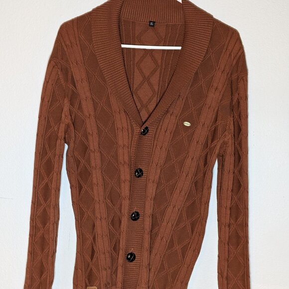 Men’s XL Cable Knit Button-Up Cardigan – Brown - Picture 1 of 1